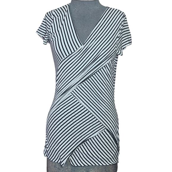Vince Camuto Stripped V Neck Tee Size Petite Small - Picture 1 of 4